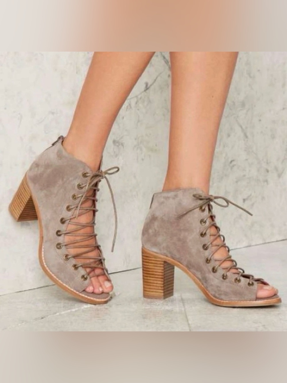 Jeffrey Campbell Cors Peep Toe Lace Up Gladiator Coset Style Booties Size 10